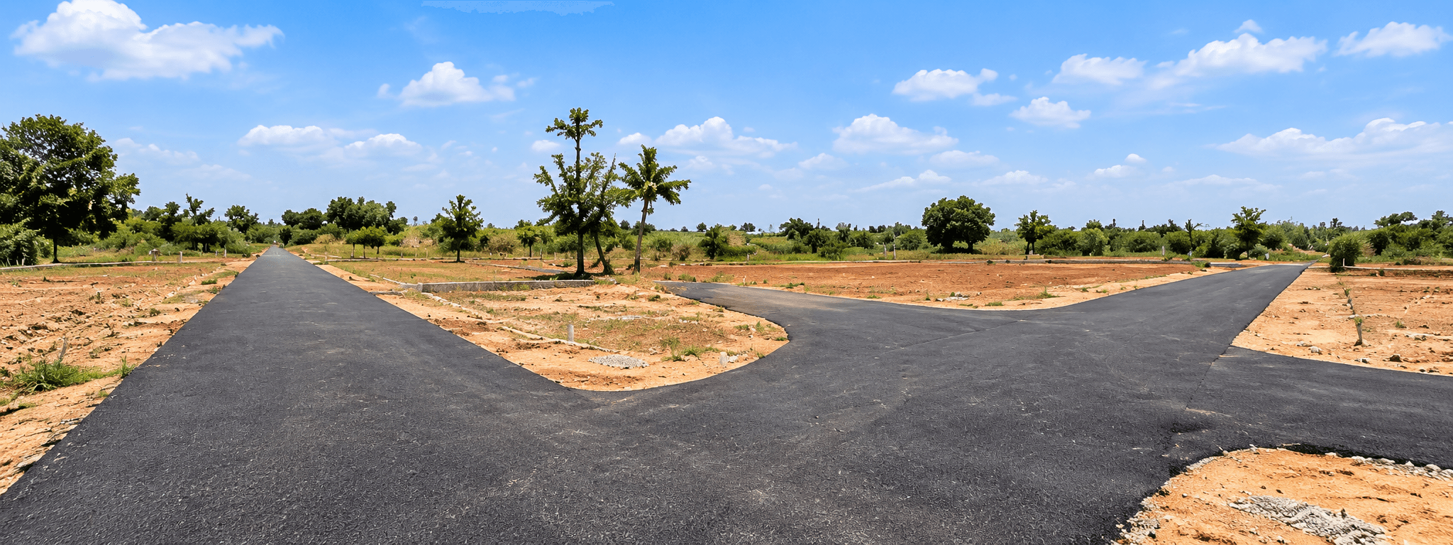 Paved roads and open plots from the past project material